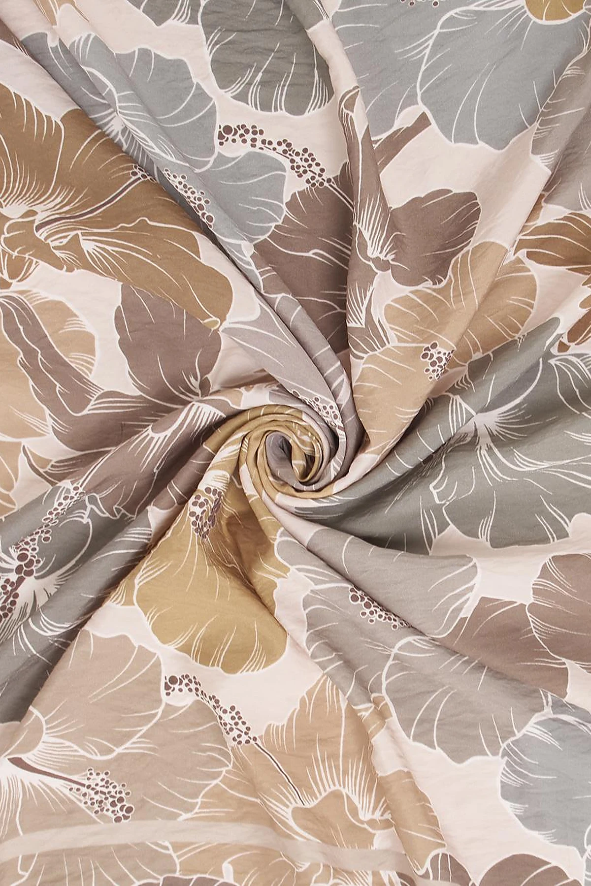 Lily Pattern Viscose Scarf in Beige