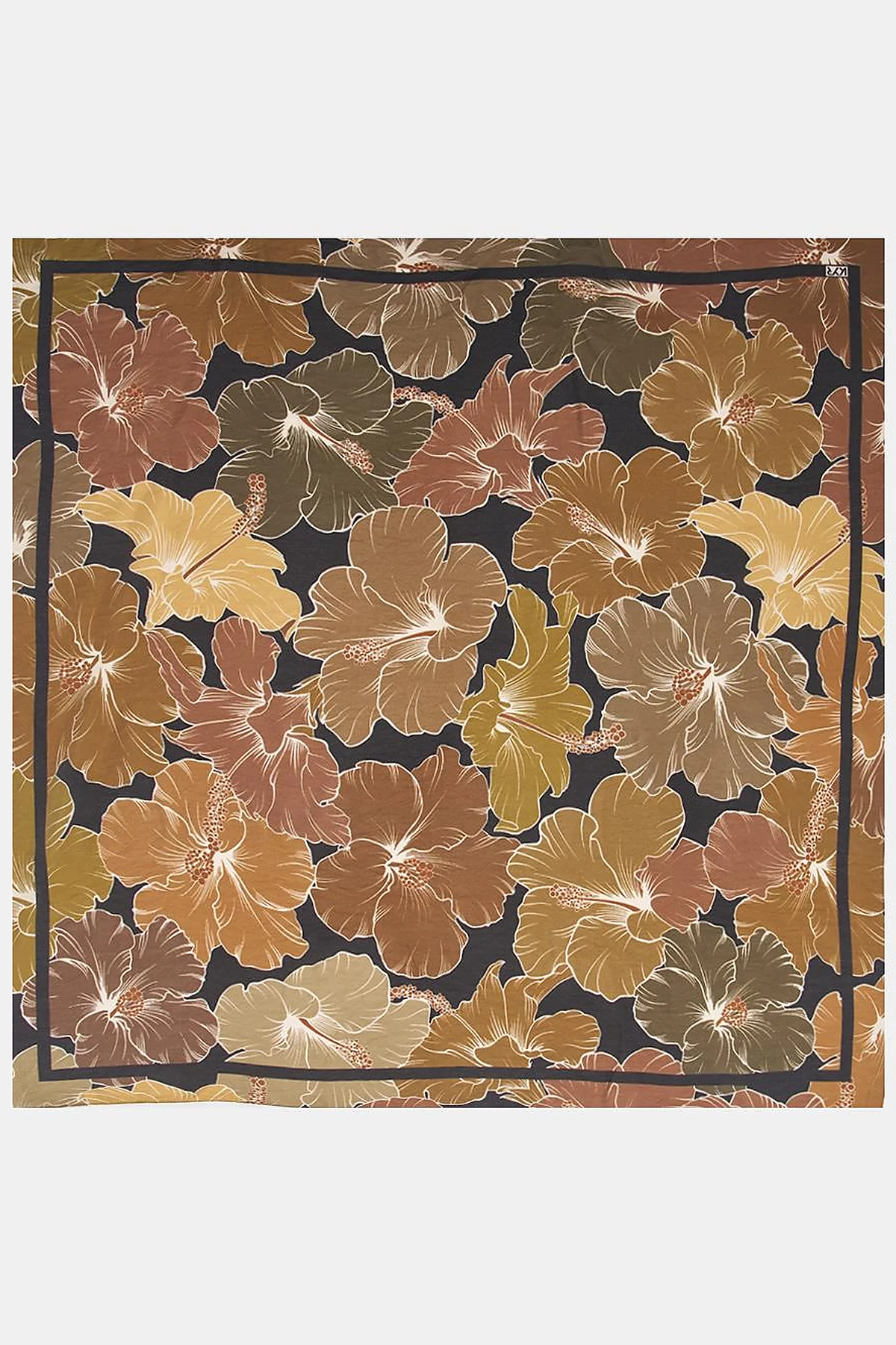 Lily Pattern Viscose Scarf in Camel