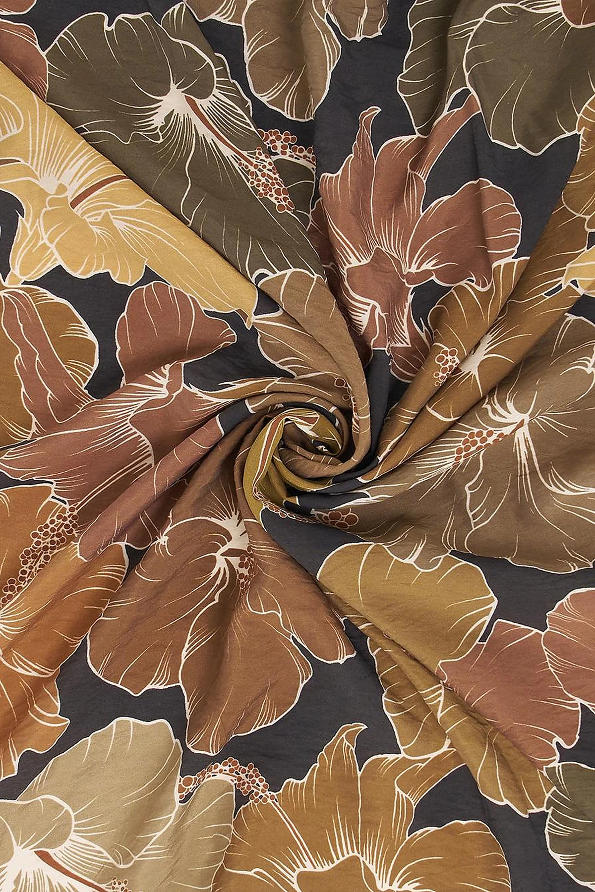 Lily Pattern Viscose Scarf in Camel