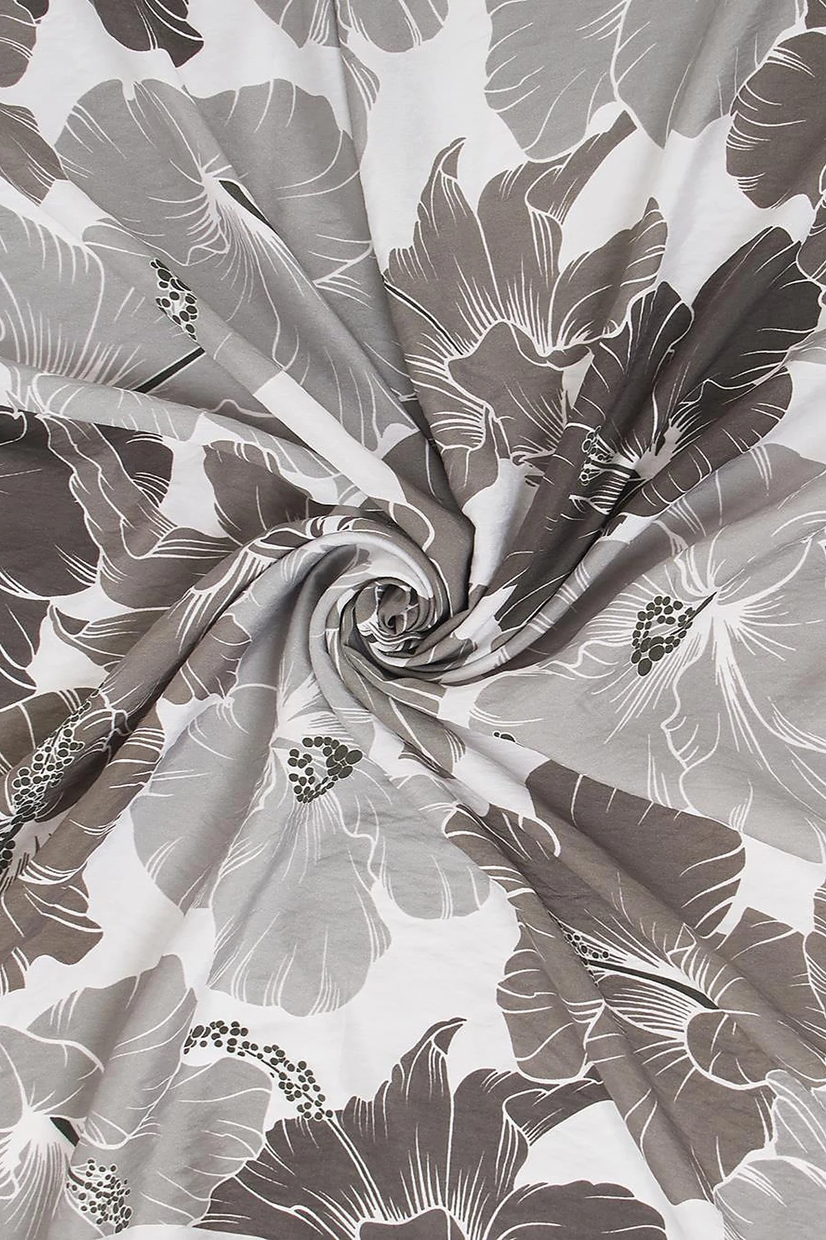 Lily Pattern Viscose Scarf in Smoke Color