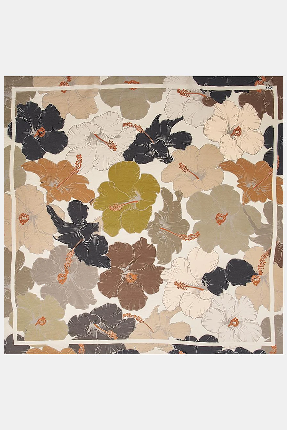 Lily Pattern Viscose Scarf in Black