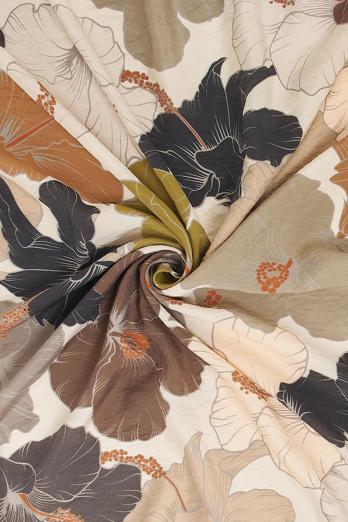 Lily Pattern Viscose Scarf in Black