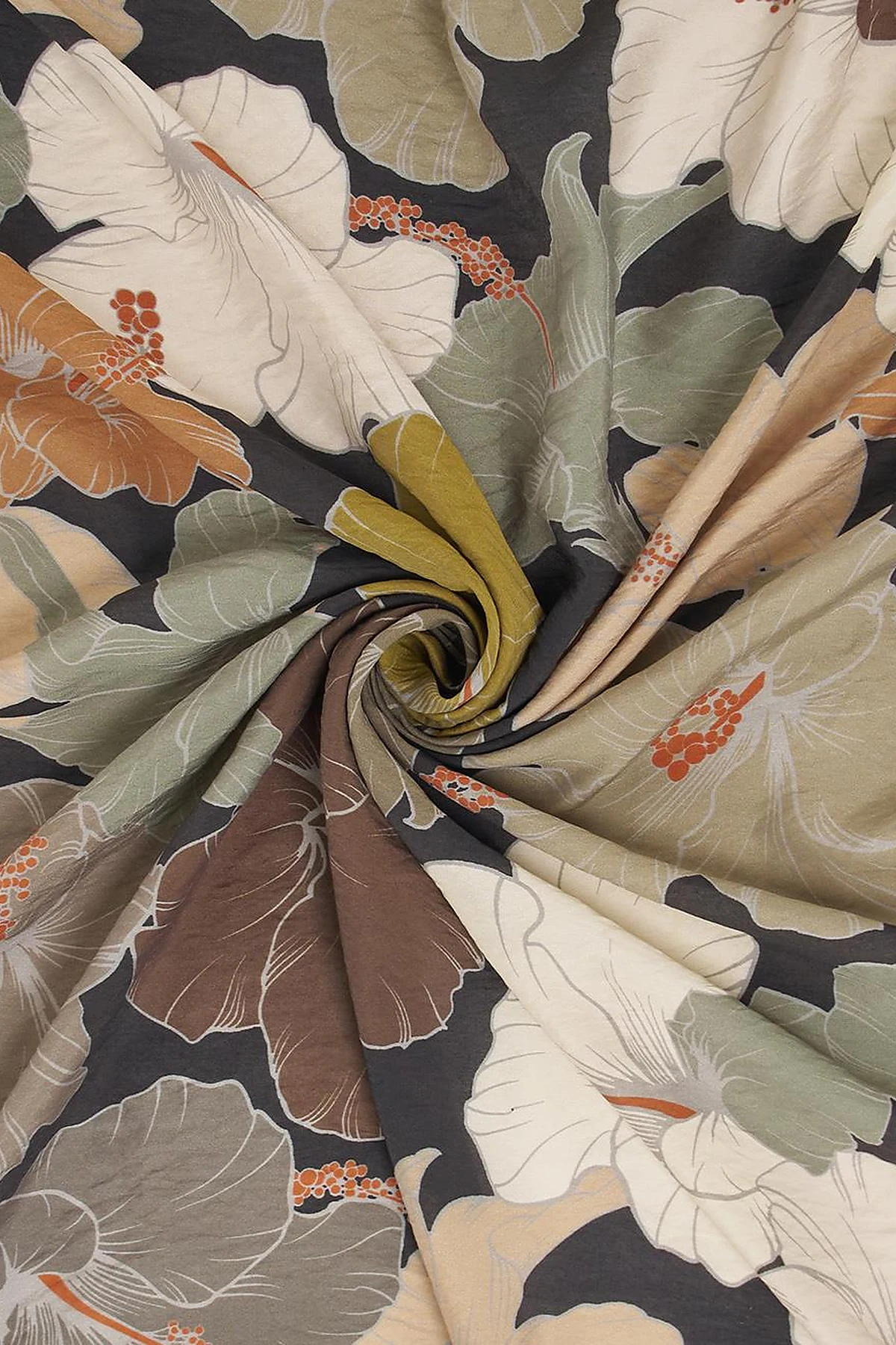 Lily Pattern Viscose Scarf in Mink