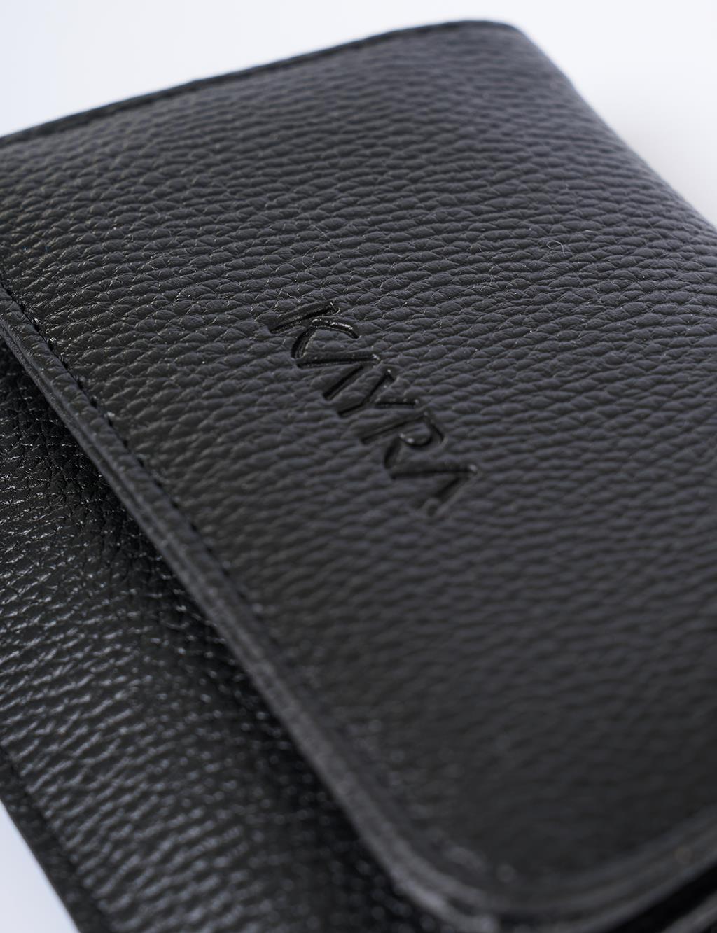 Suni Deri Kare Form Cüzdan Siyah