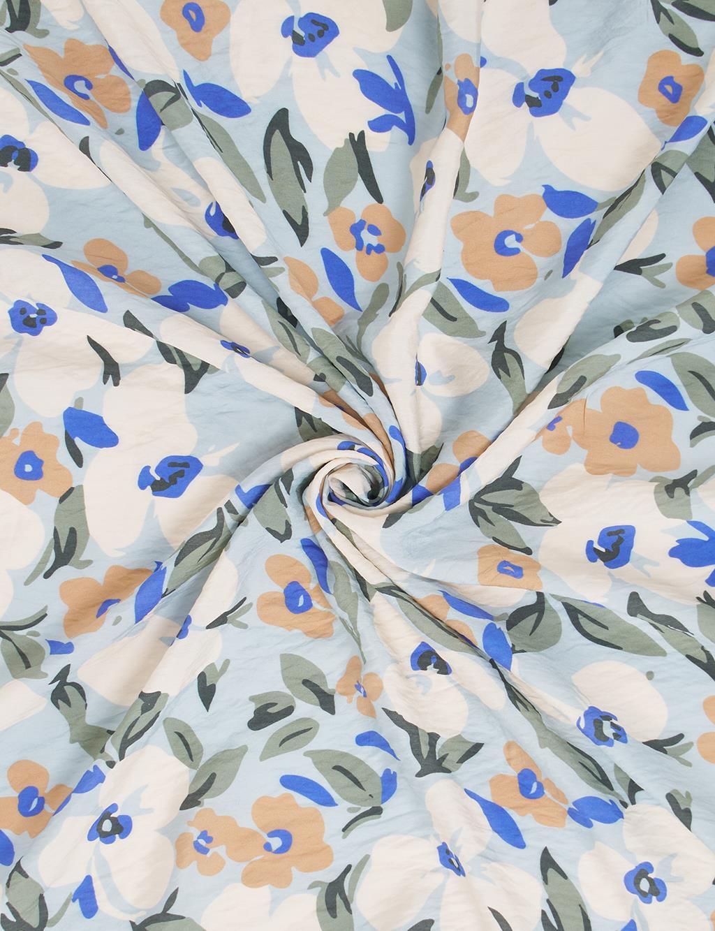 Floral Viscose Scarf in Blue