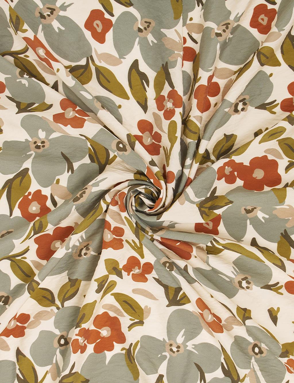 Floral Viscose Scarf in Cream-Coffee