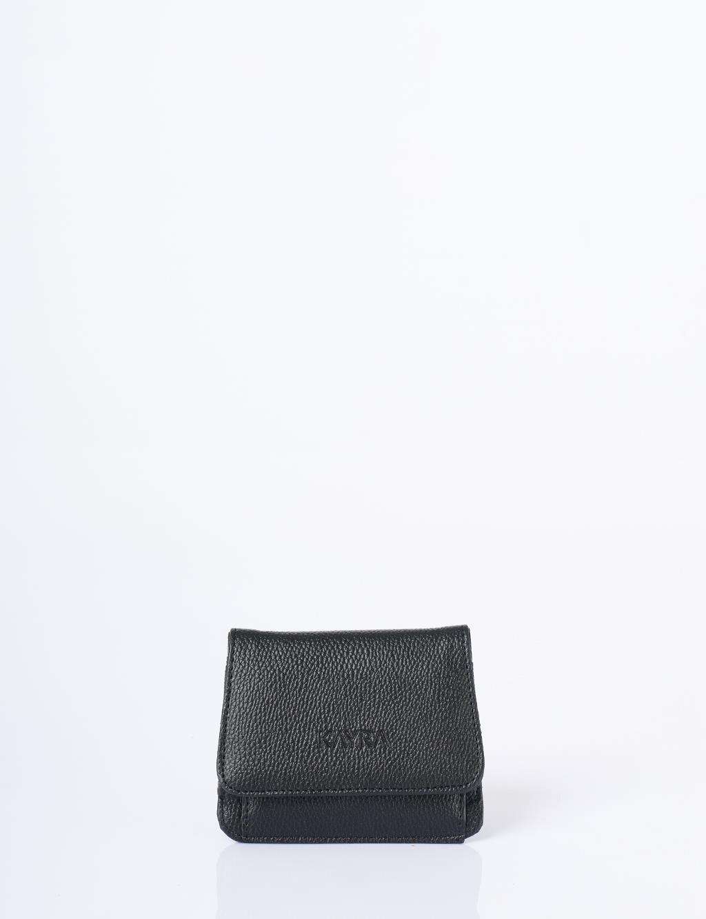 Suni Deri Kare Form Cüzdan Siyah