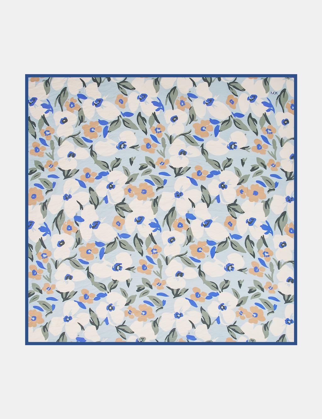 Floral Viscose Scarf in Blue