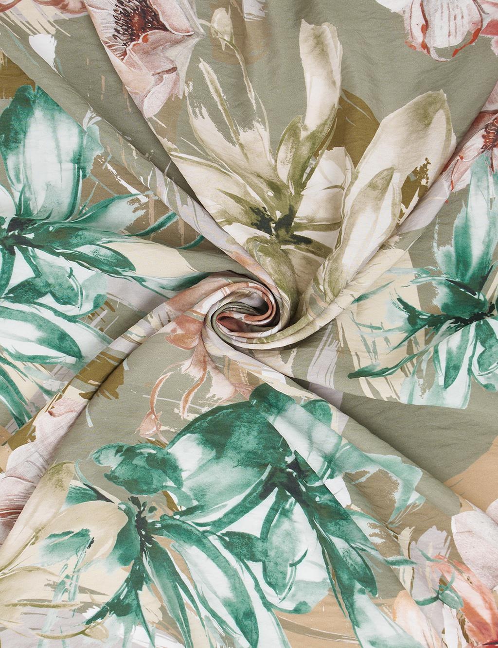 Karışık Çiçek Desenli Viskon Eşarp Çağla Yeşili