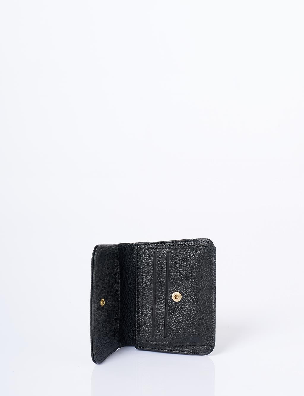 Suni Deri Kare Form Cüzdan Siyah