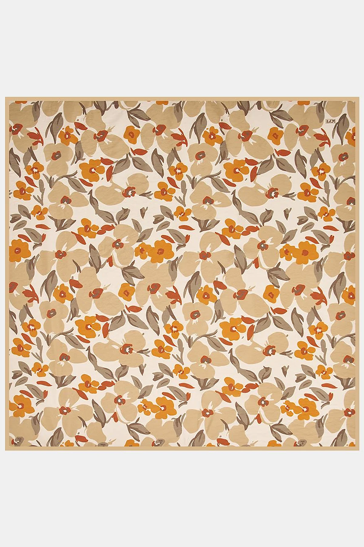 Floral Viscose Scarf in Beige