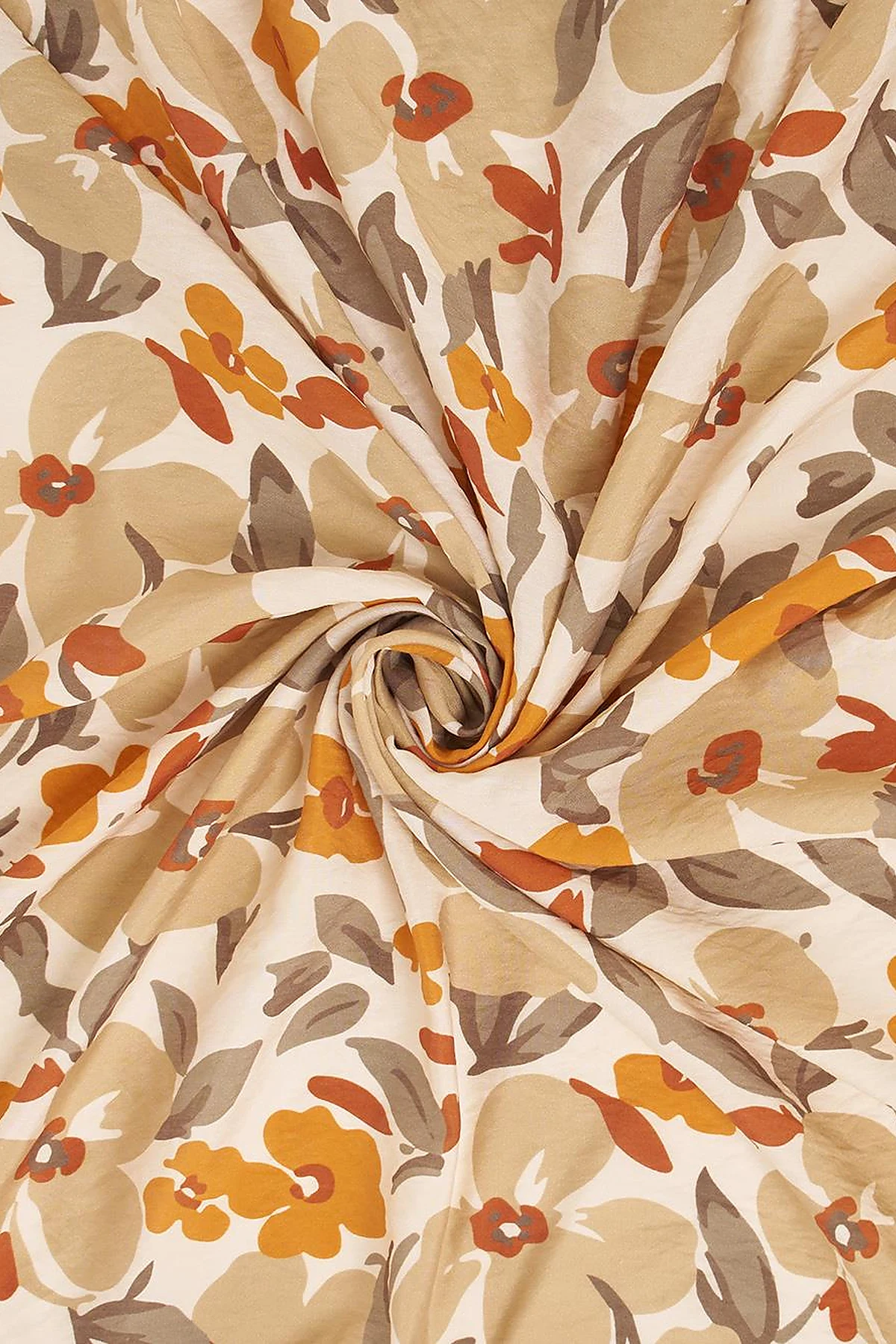 Floral Viscose Scarf in Beige