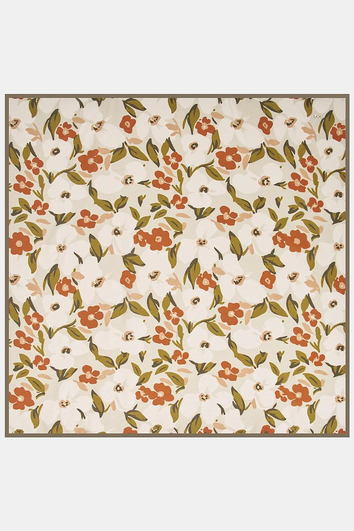 Floral Viscose Scarf in Khaki