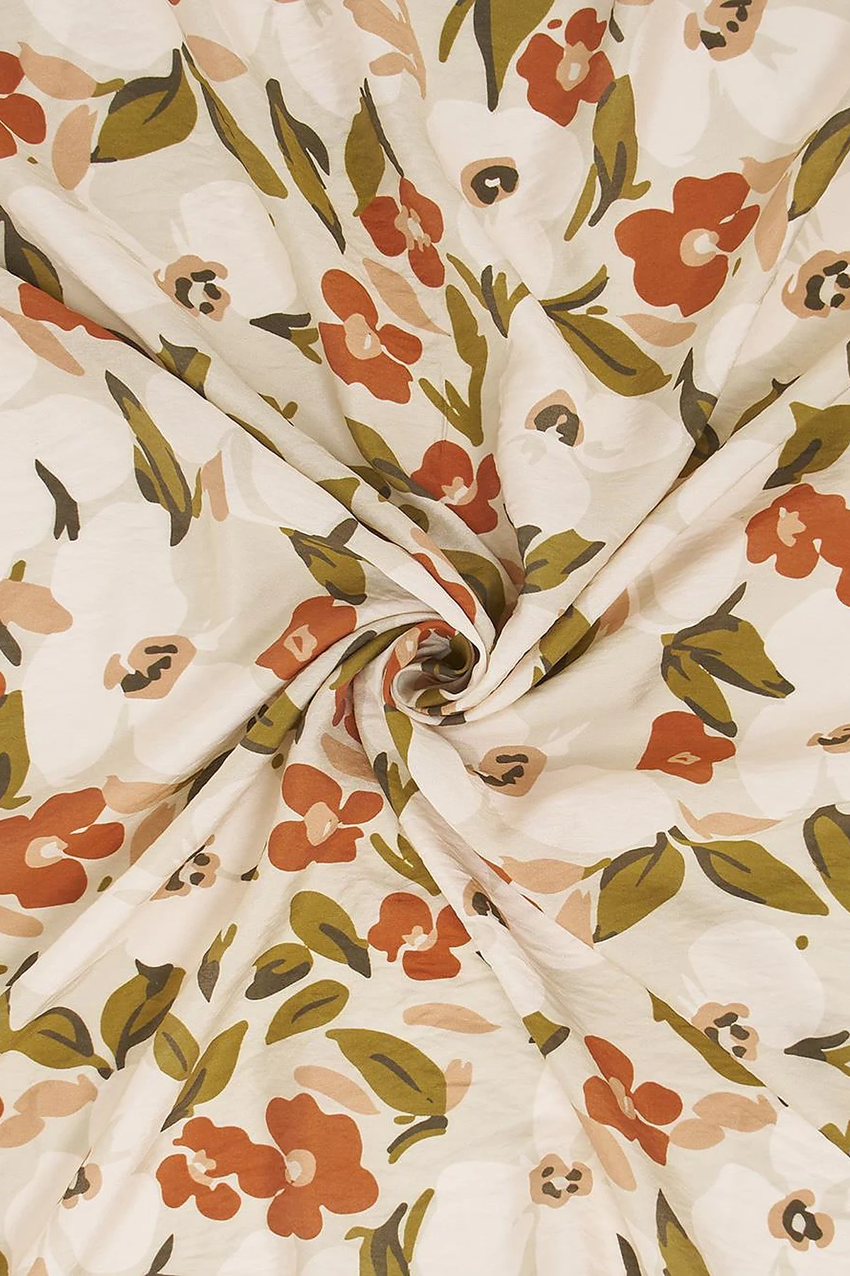 Floral Viscose Scarf in Khaki