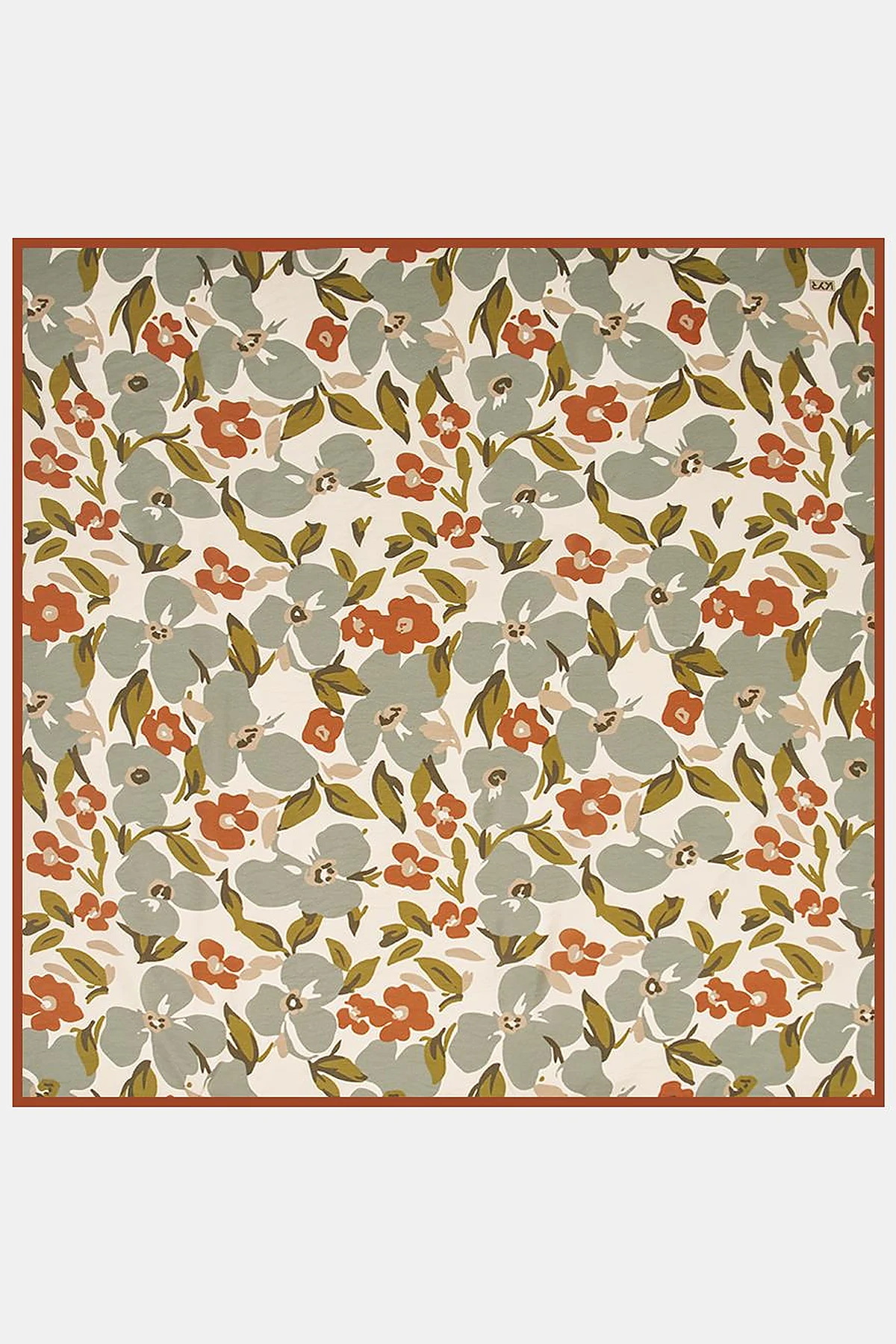 Floral Viscose Scarf in Cream-Coffee