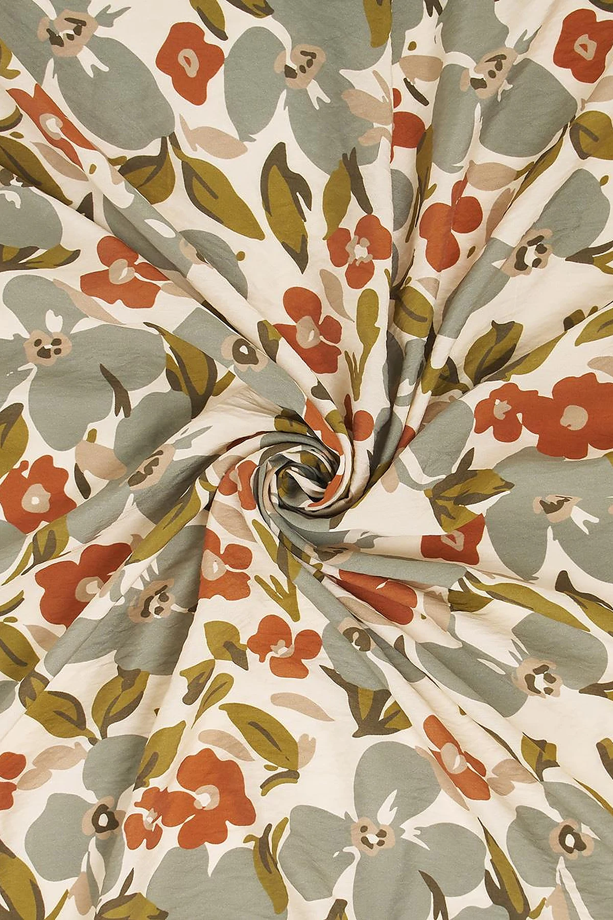 Floral Viscose Scarf in Cream-Coffee
