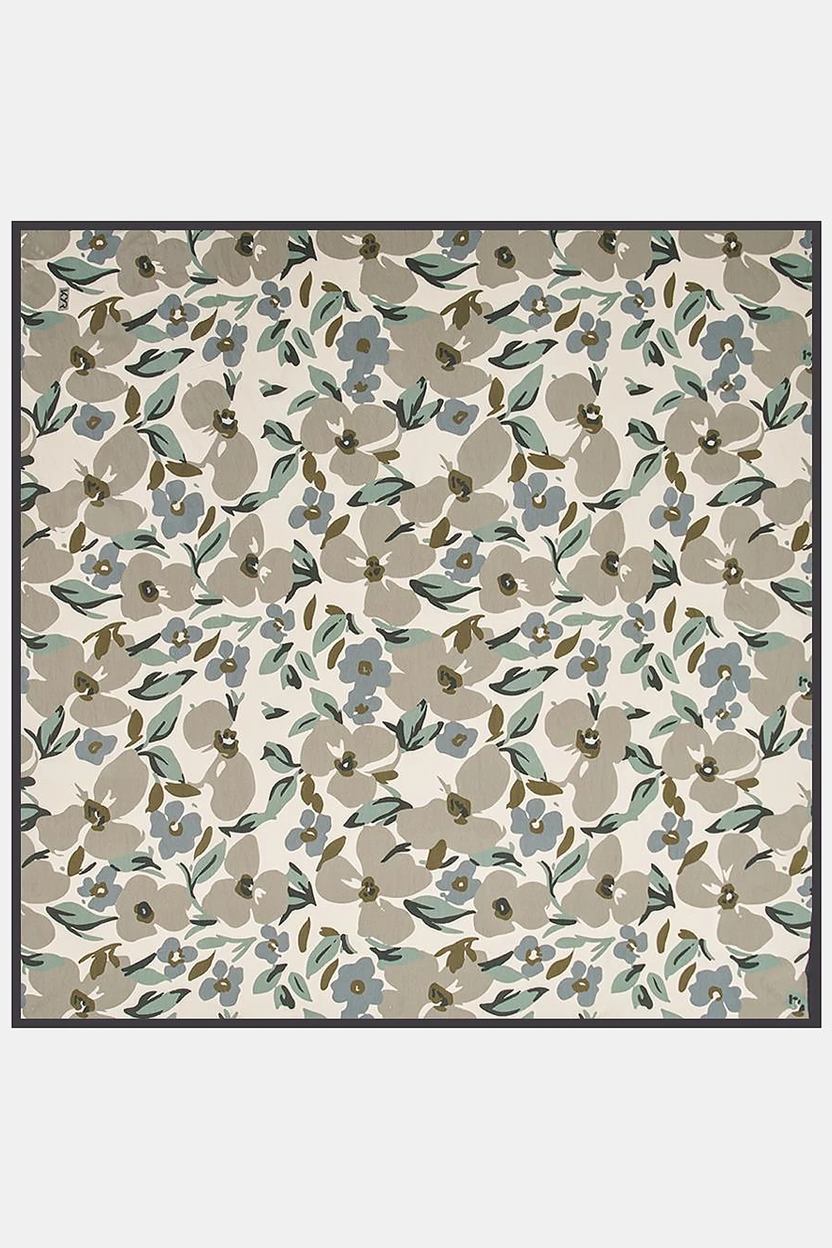 Floral Viscose Scarf in Mildew Green