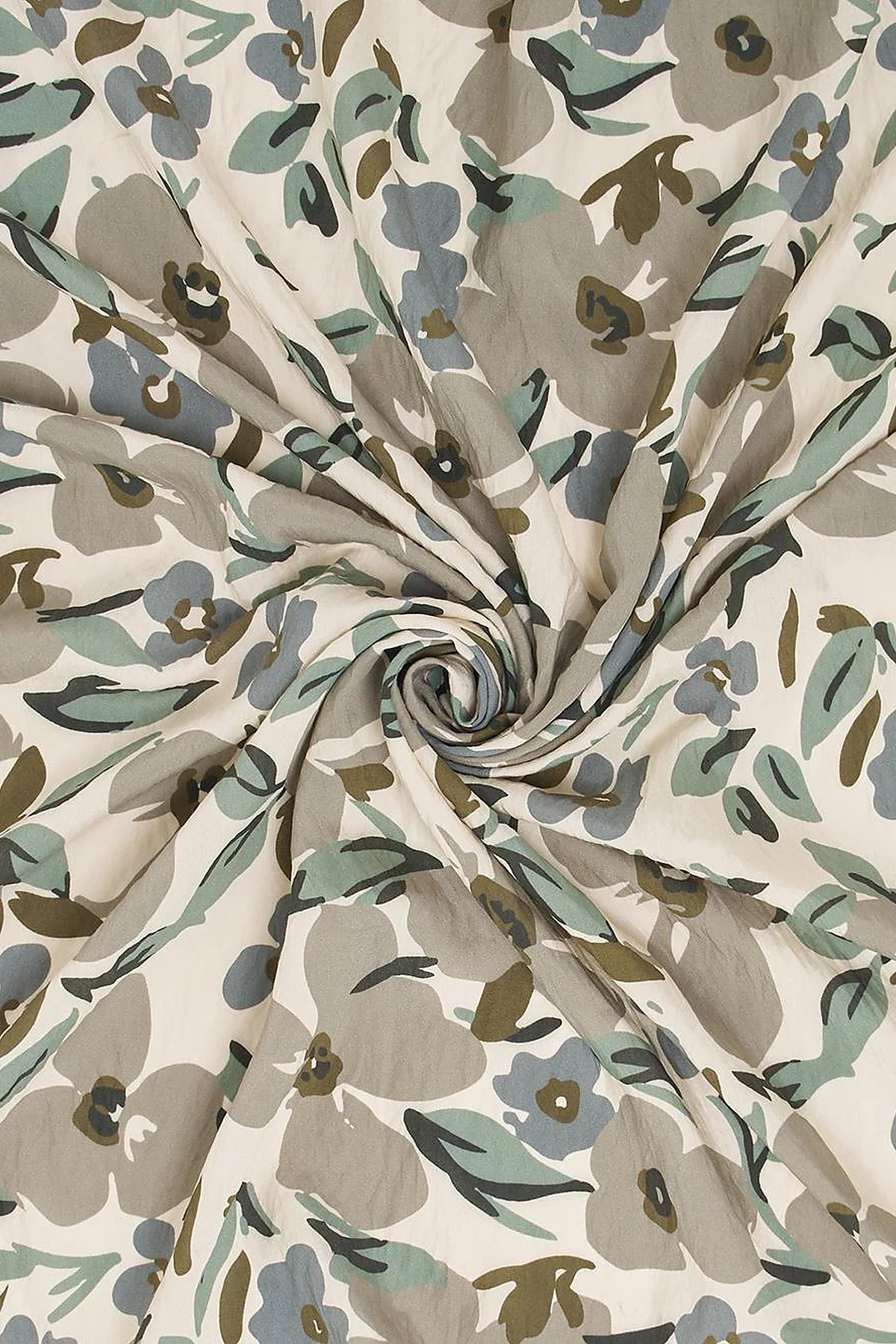 Floral Viscose Scarf in Mildew Green