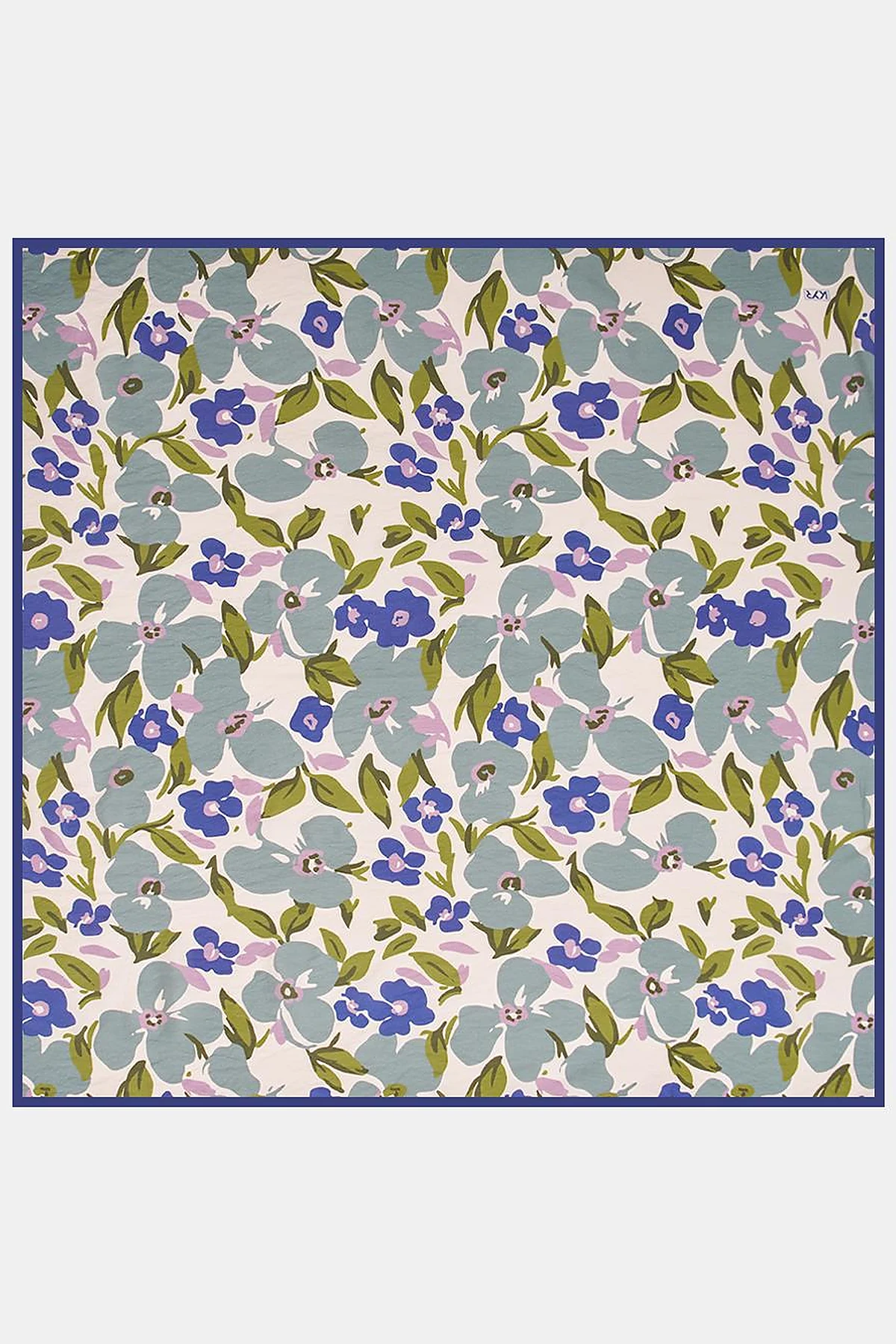 Floral Viscose Scarf in Navy Blue