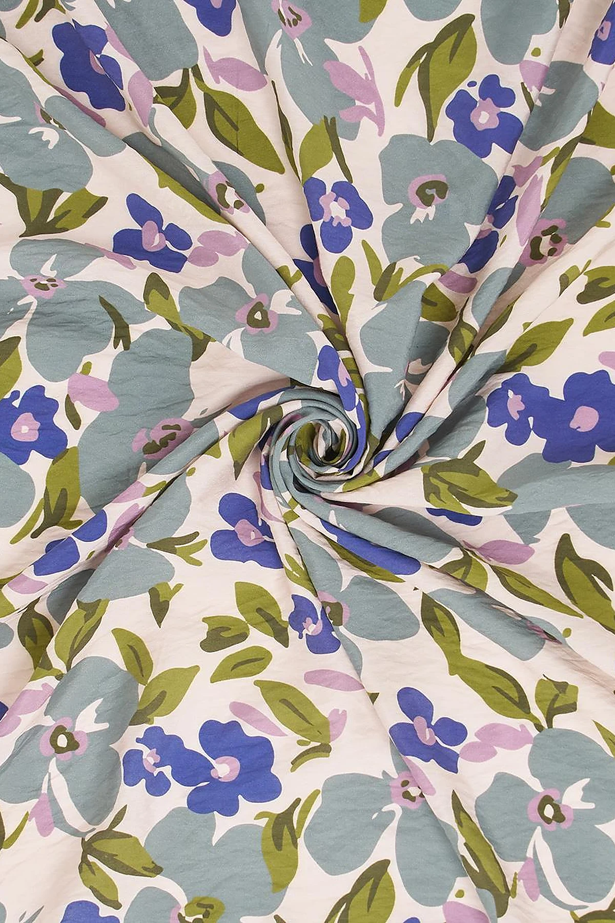 Floral Viscose Scarf in Navy Blue