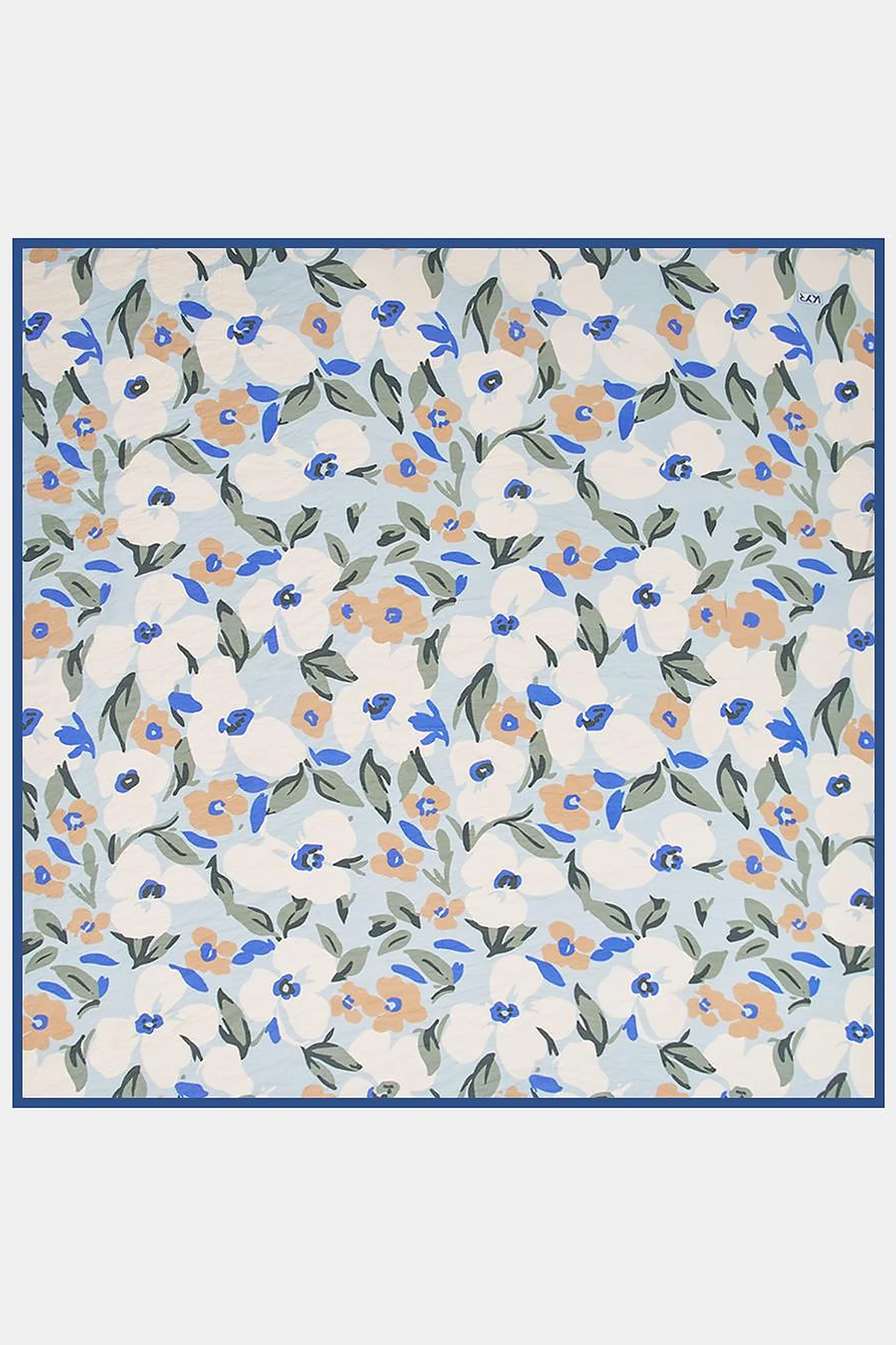 Floral Viscose Scarf in Blue