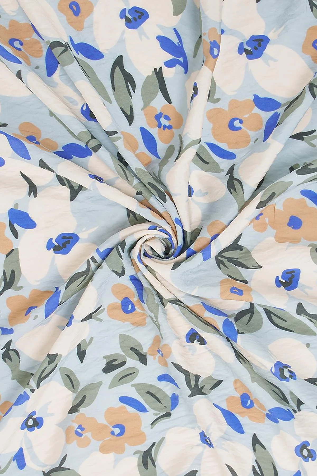 Floral Viscose Scarf in Blue