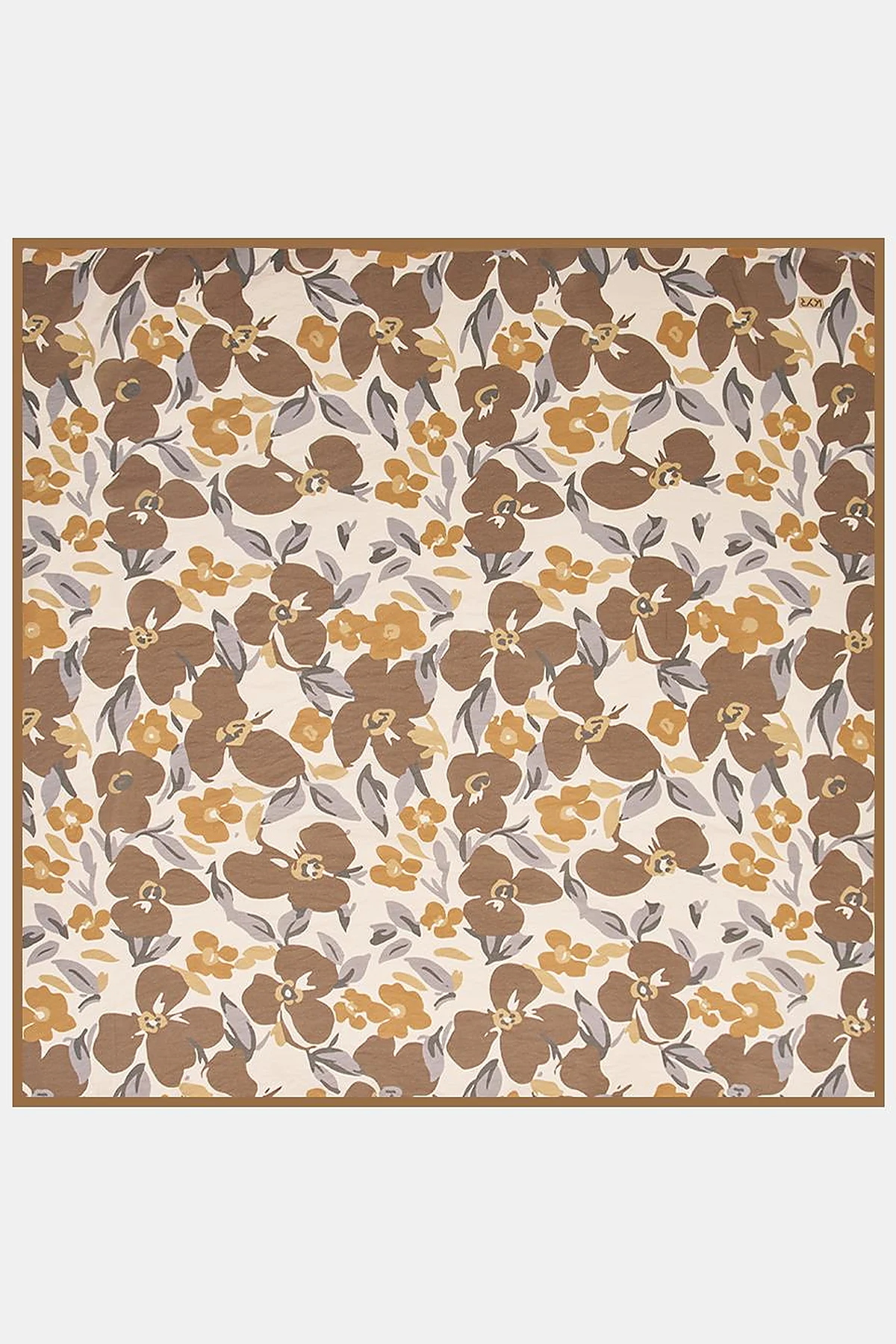 Floral Viscose Scarf in Milk Coffee