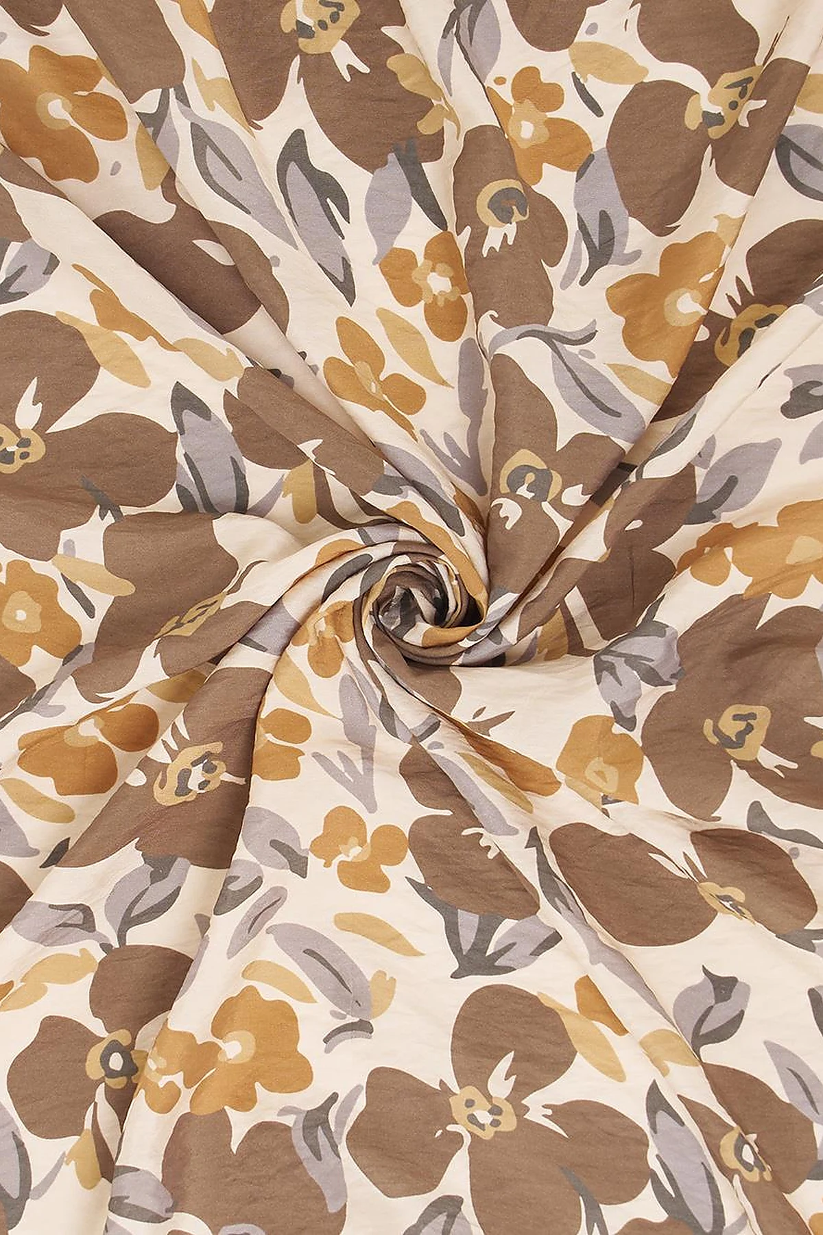 Floral Viscose Scarf in Milk Coffee