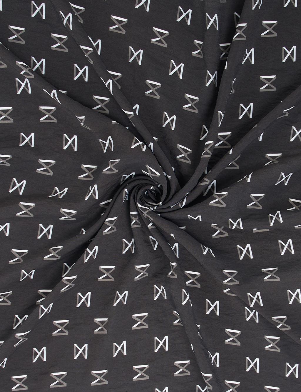 Logolu Viskon Eşarp Siyah 