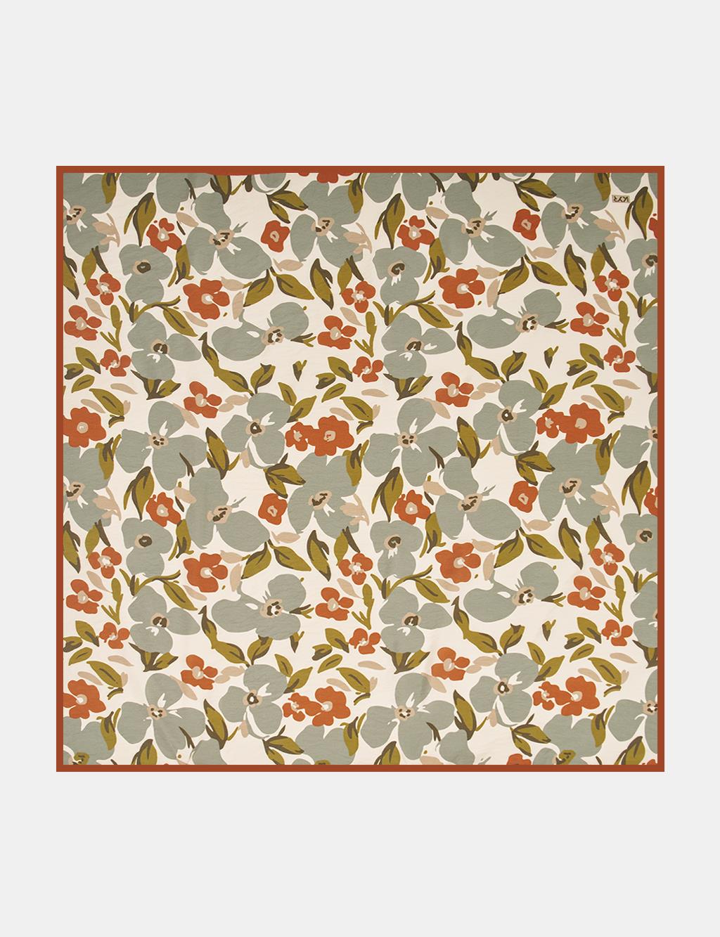 Floral Viscose Scarf in Cream-Coffee