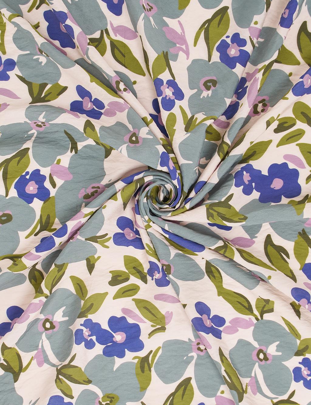 Floral Viscose Scarf in Navy Blue