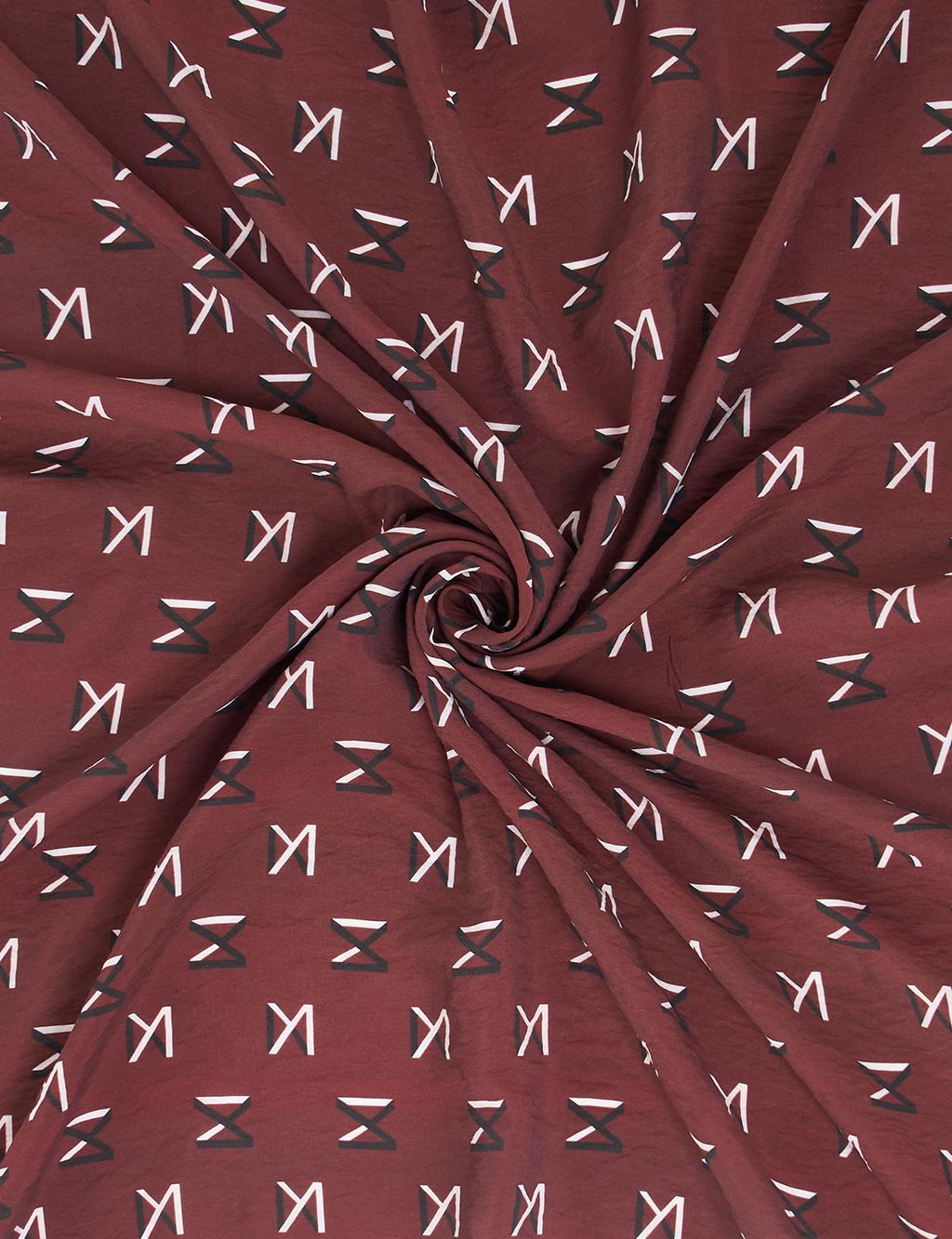 Logolu Viskon Eşarp Bordo 