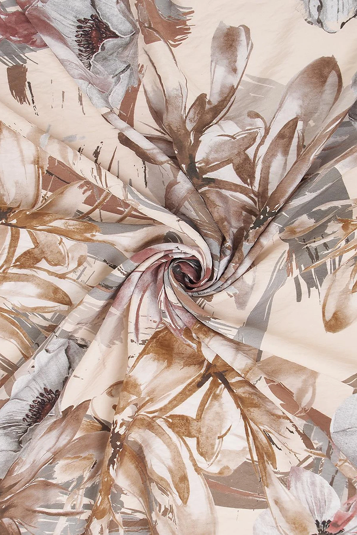 Mixed Floral Viscose Scarf in Cream