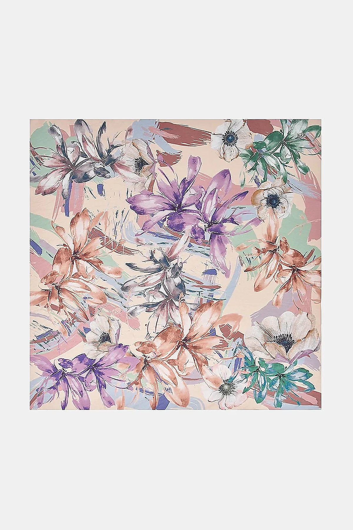 Mixed Floral Viscose Scarf in Salmon
