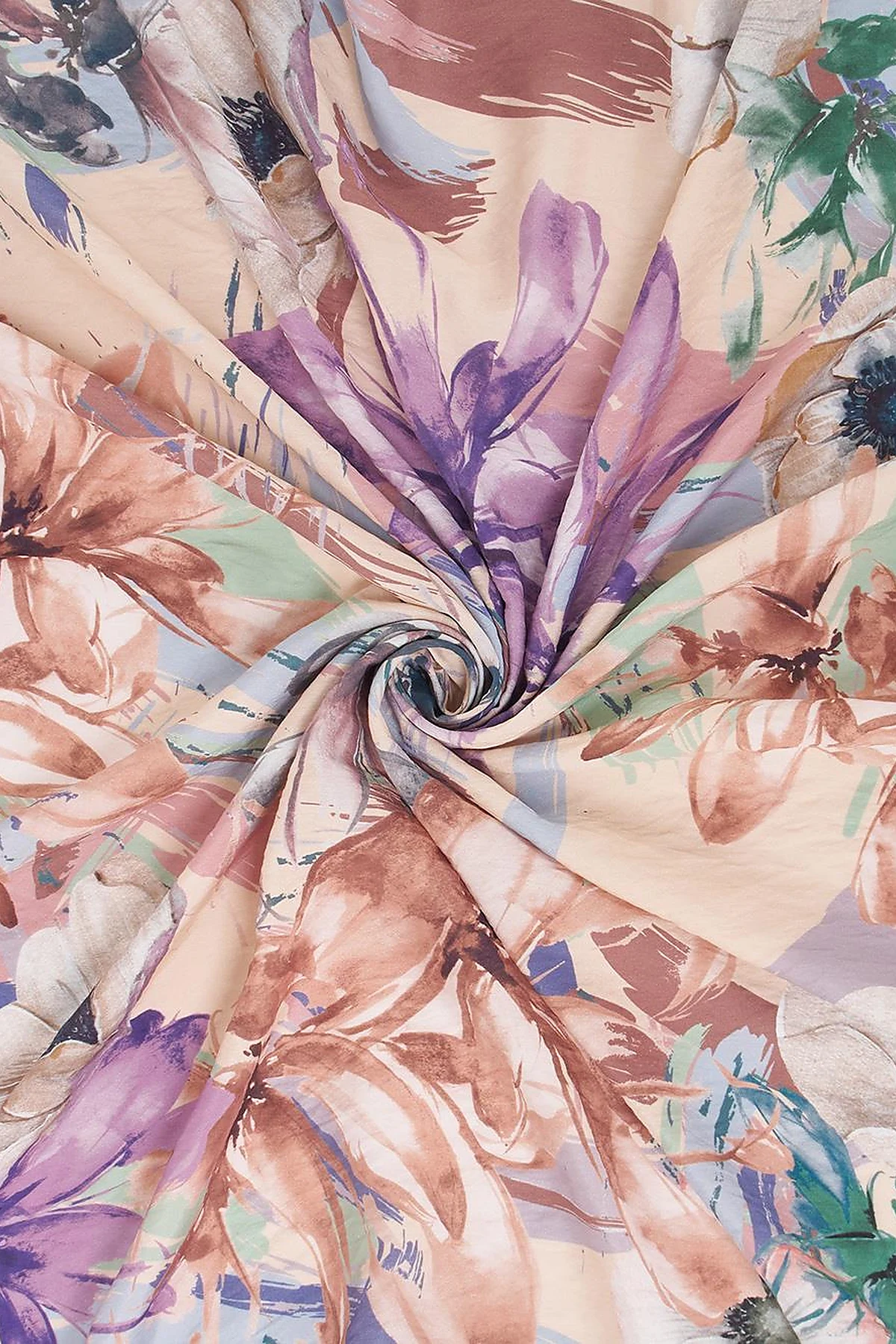 Mixed Floral Viscose Scarf in Salmon