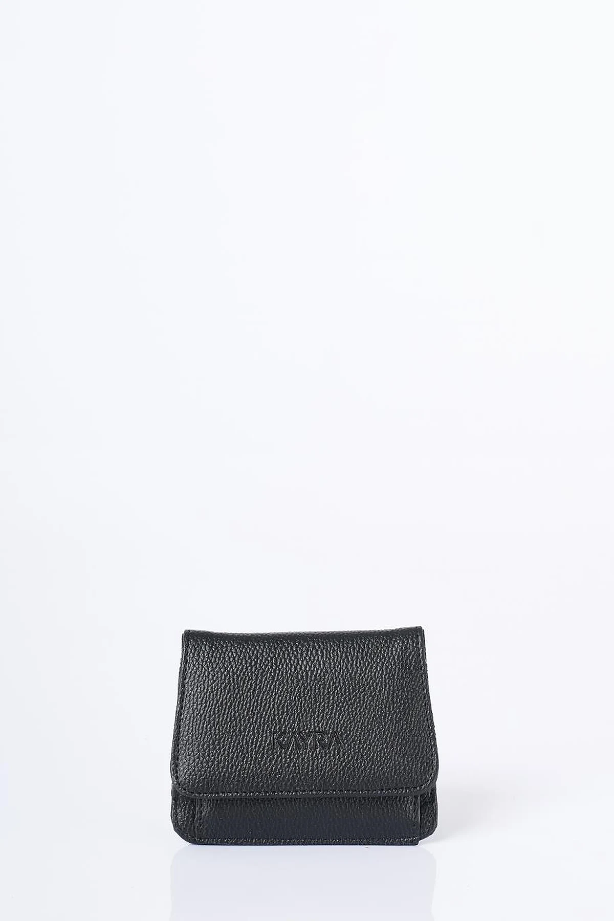 Faux Leather Square Wallet Black