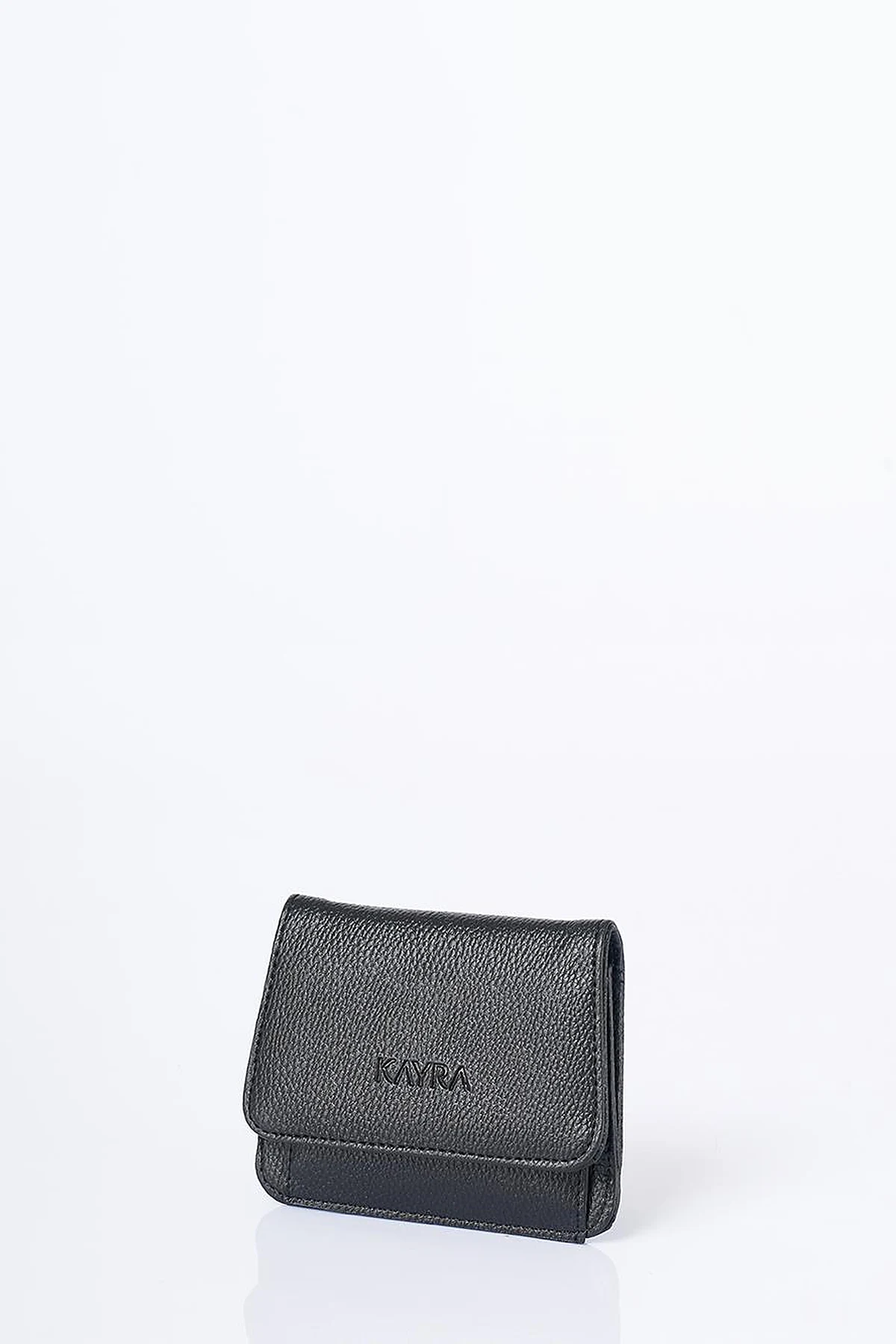 Faux Leather Square Wallet Black