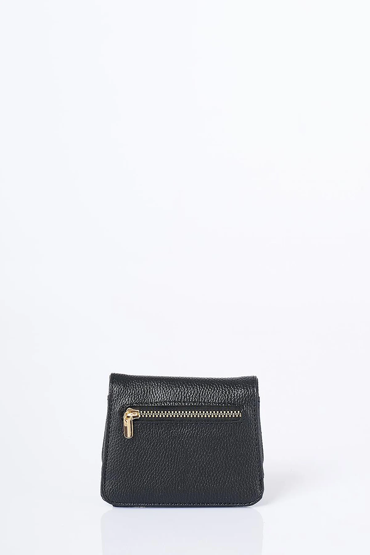 Faux Leather Square Wallet Black