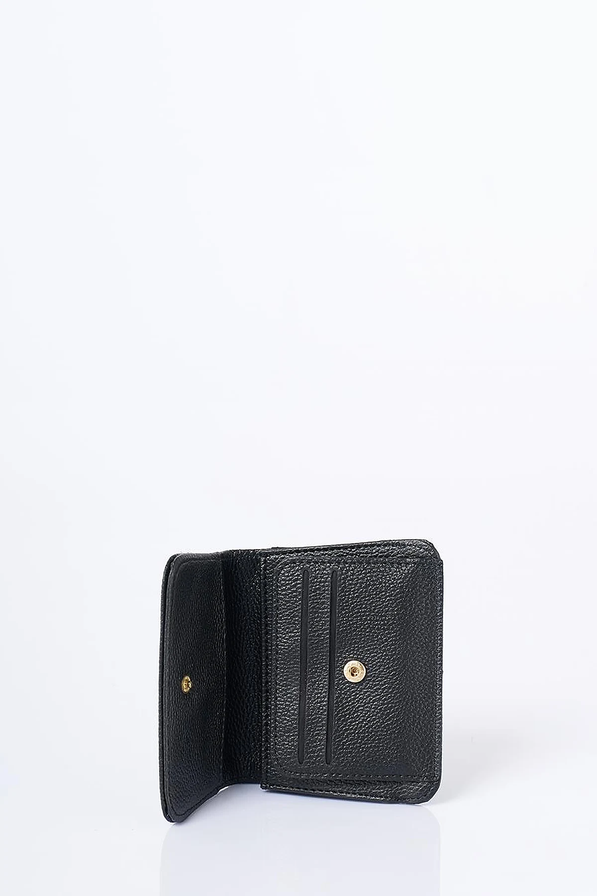 Faux Leather Square Wallet Black