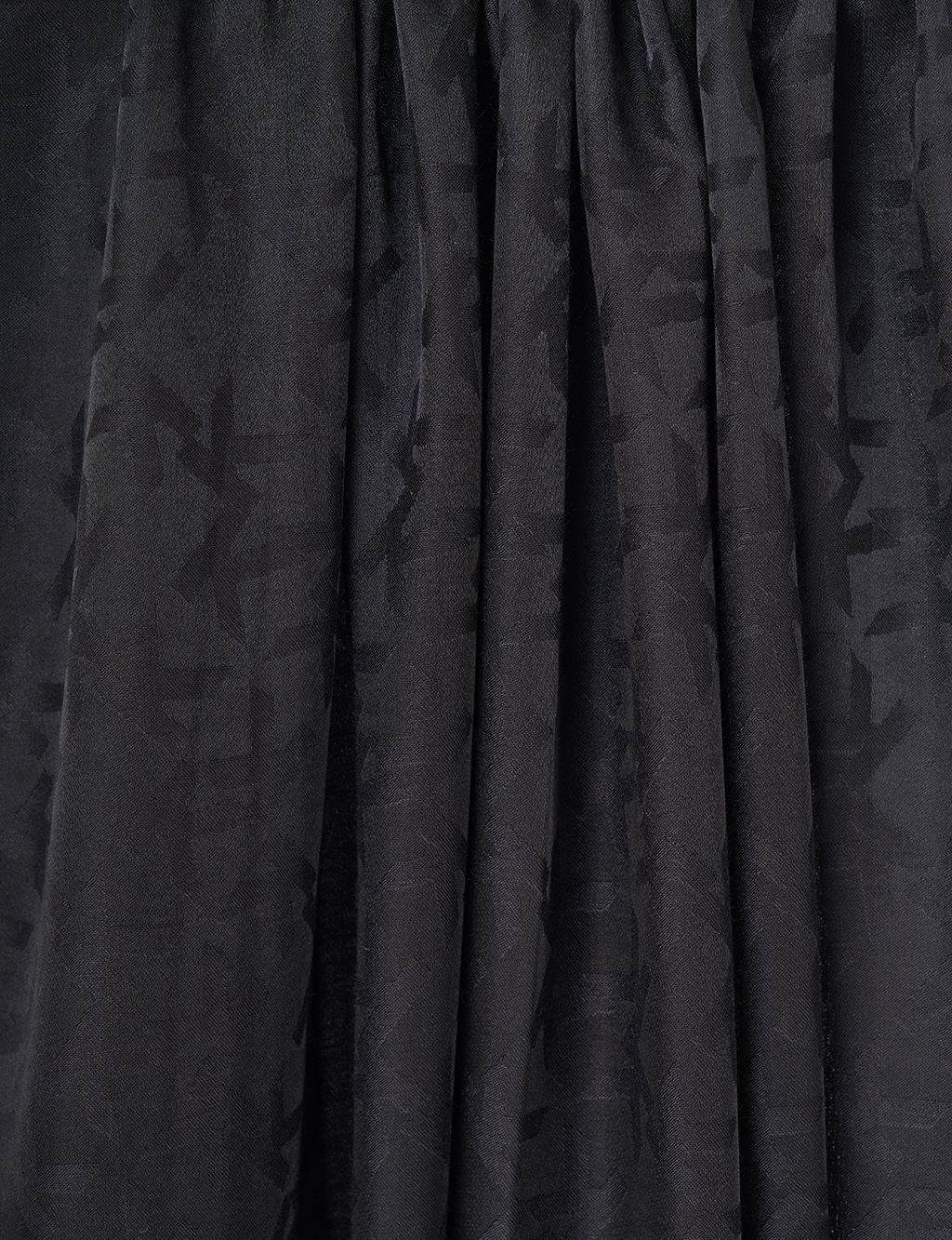 Jacquard Shawl with Logo Detail Black