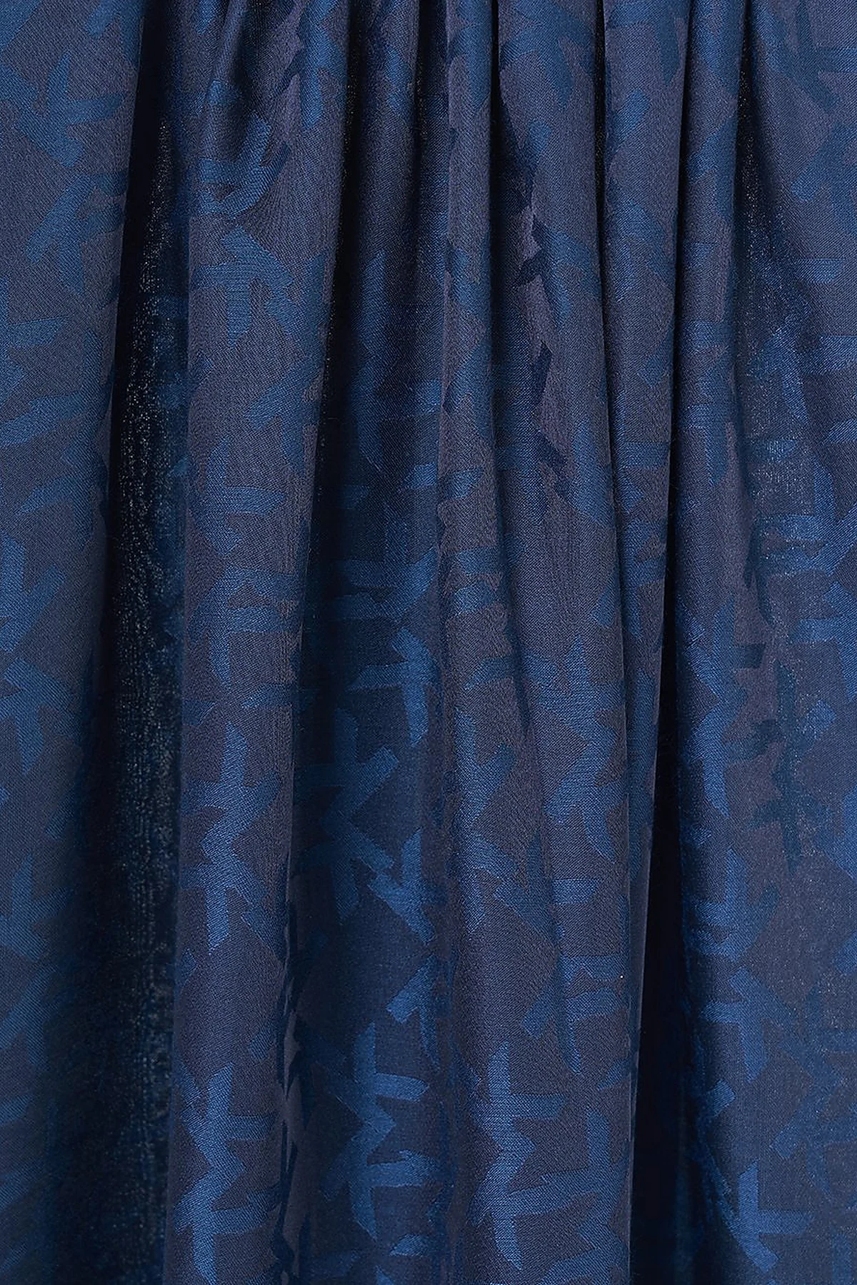 Jacquard Shawl with Logo Detail Navy Blue