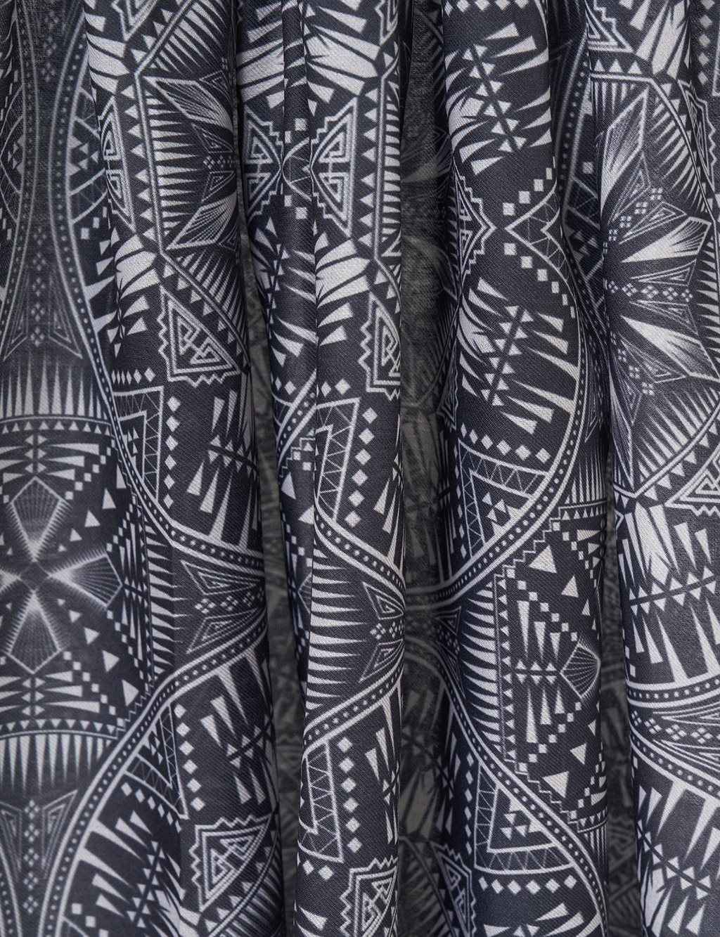 Patterned Digital Print Shawl in Black
