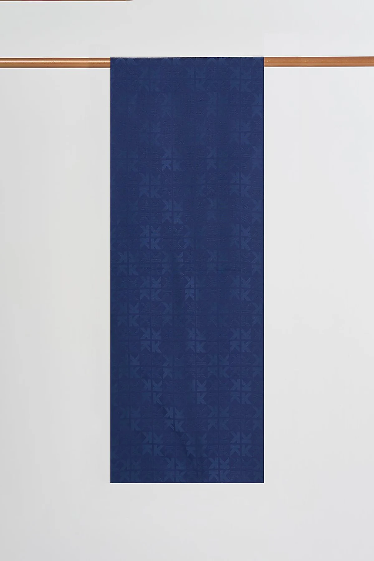 Large Logo Detailed Viscose Shawl Navy Blue
