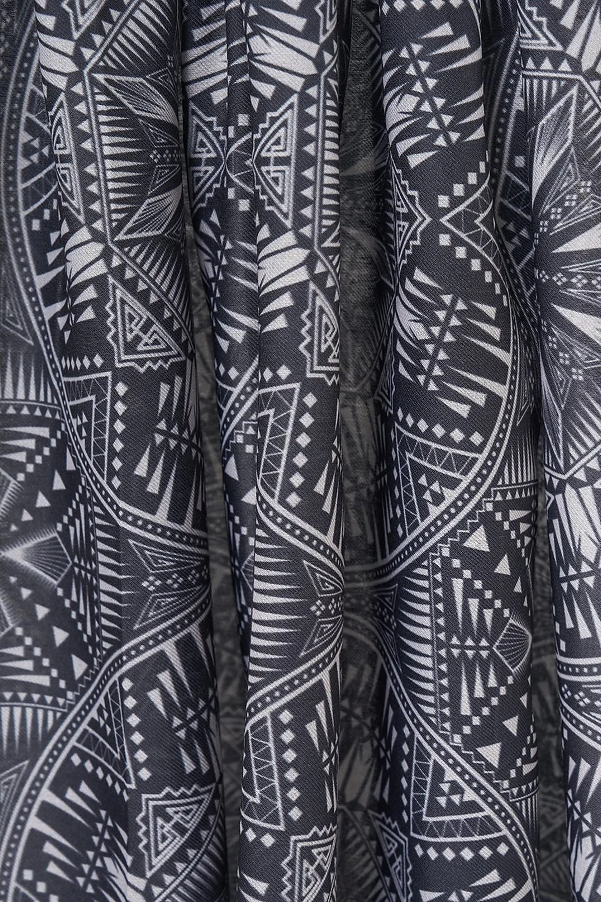 Patterned Digital Print Shawl in Black