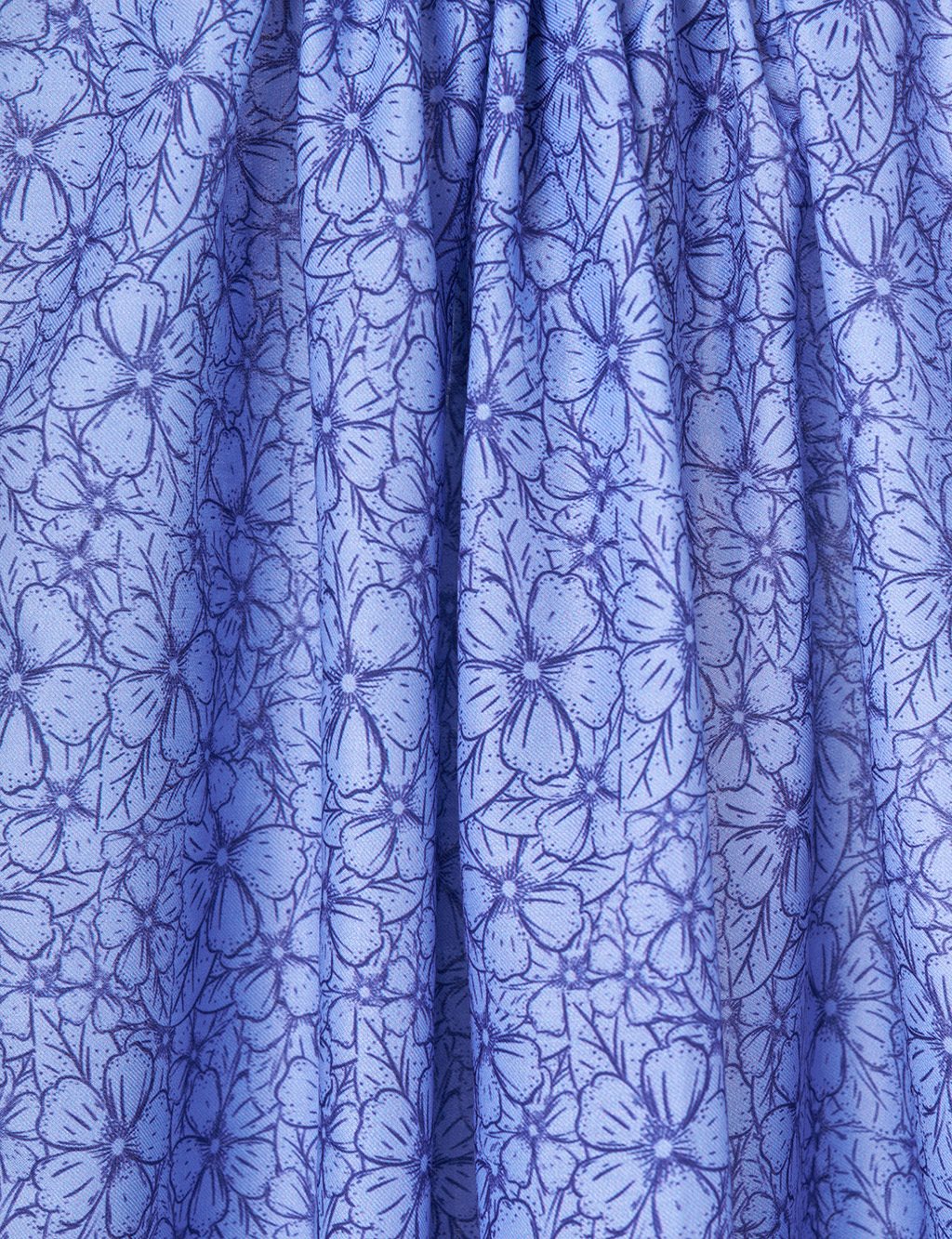 Çiçek Desenli Dijital Baskı Şal İndigo