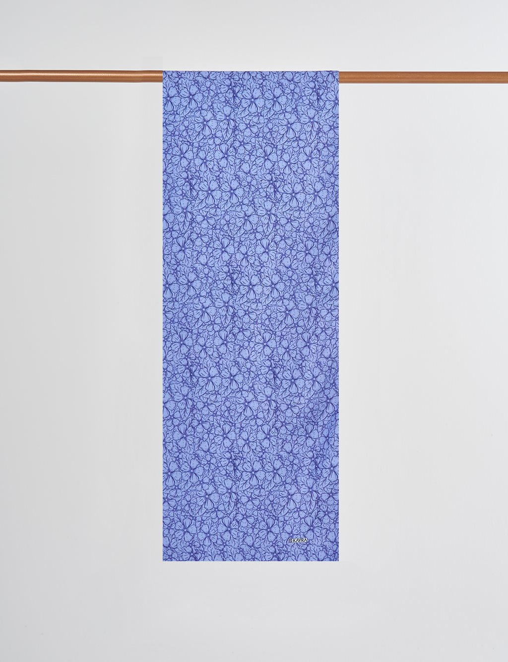 Çiçek Desenli Dijital Baskı Şal İndigo