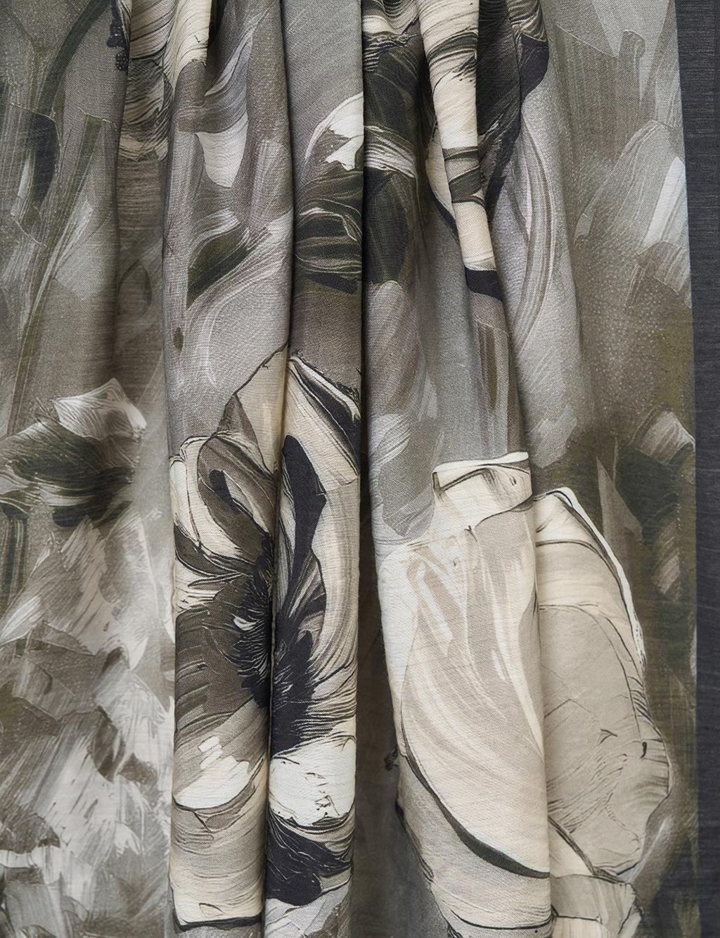 Floral Viscose Shawl in Black