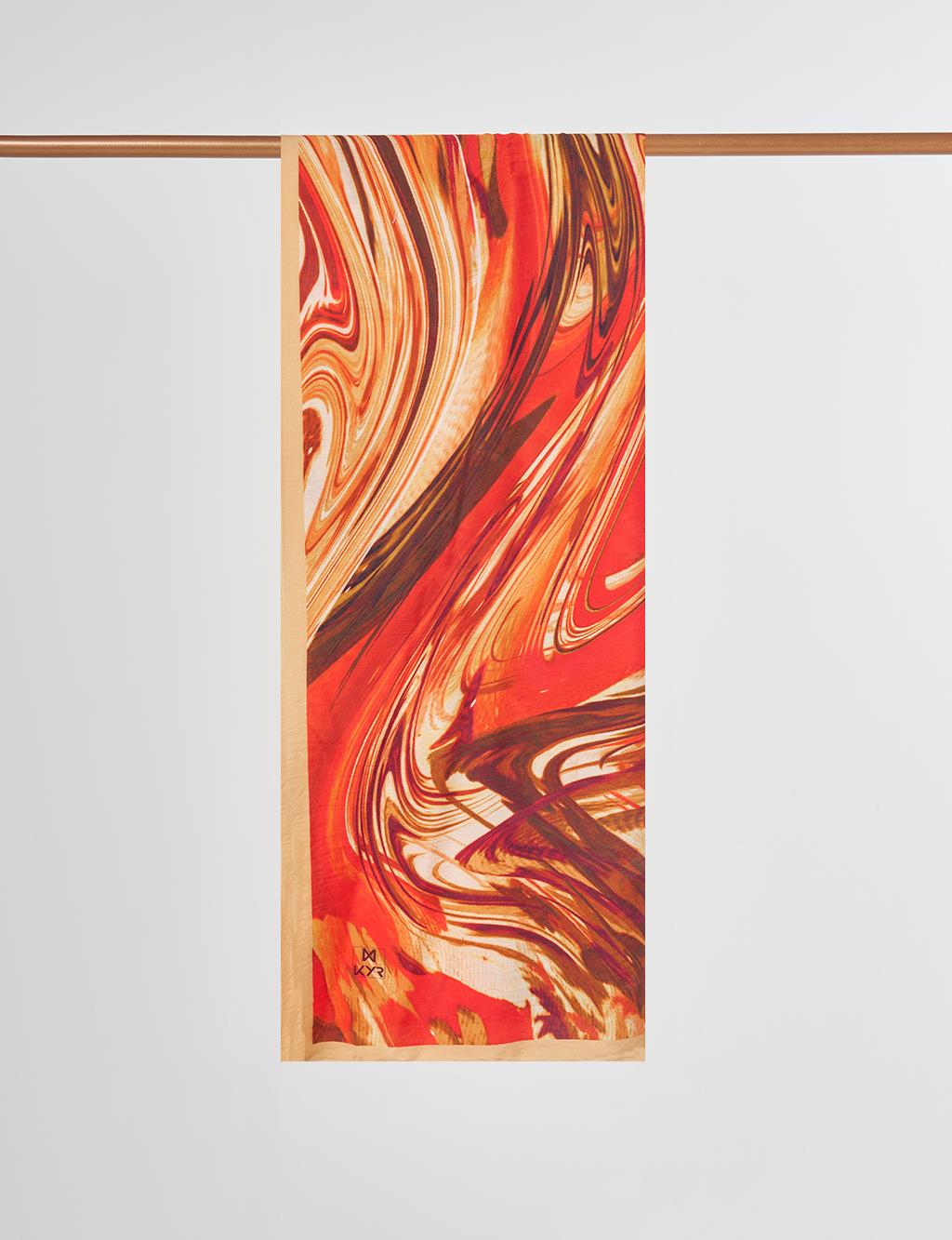 Fırça Desen Şal Kırmızı 