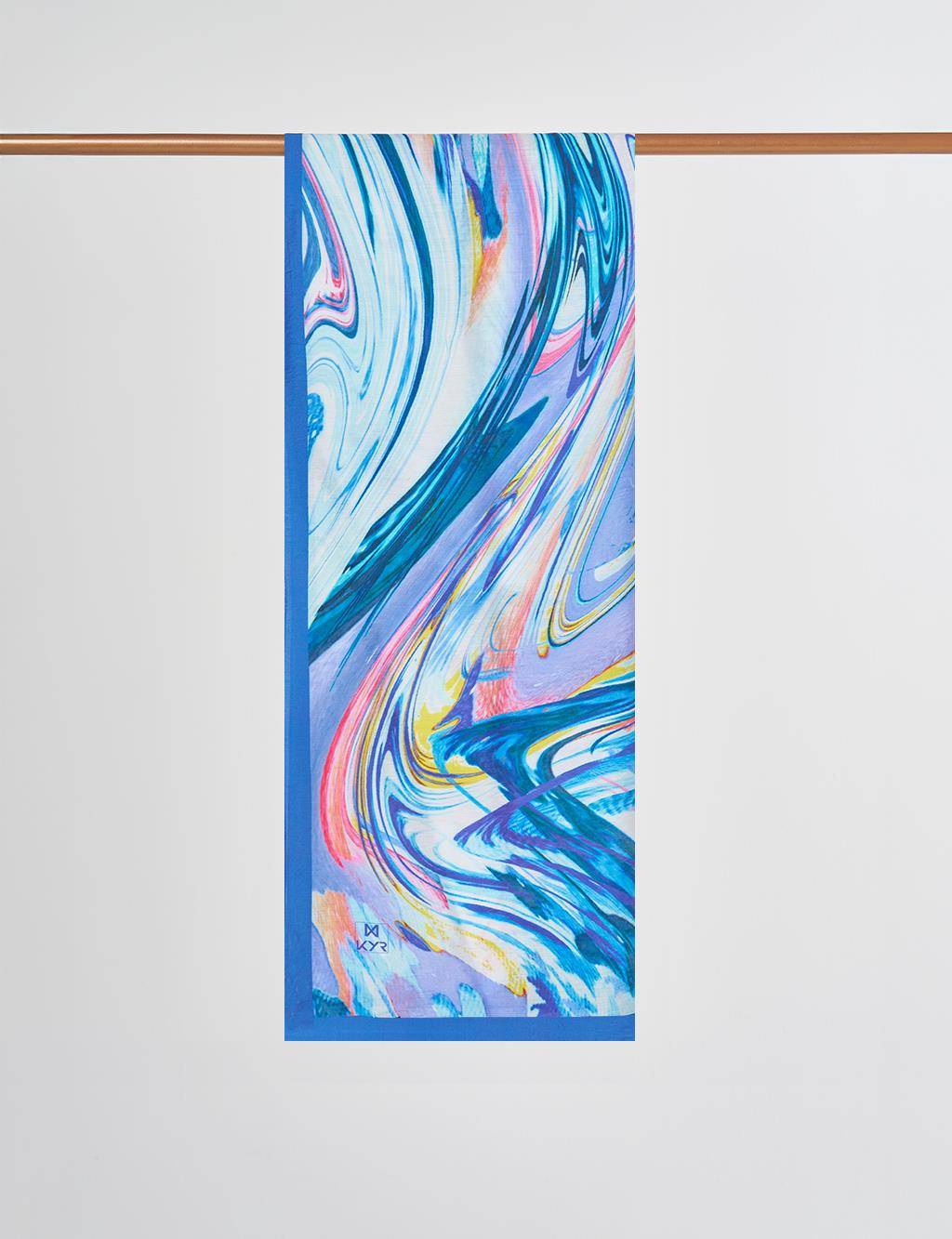 Fırça Desen Şal Mor 