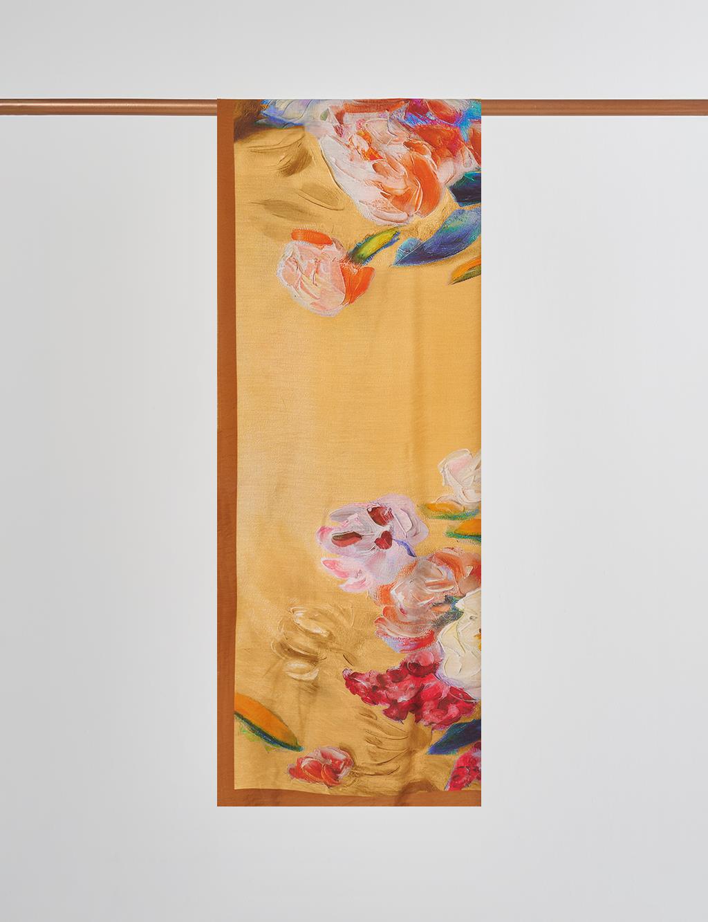 Watercolor Viscose Shawl in Camel